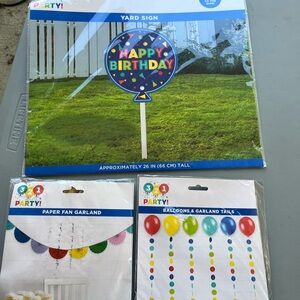 Happy Birthday Yard Sign with Colorful Balloons